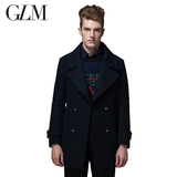 GLM男装大衣2015秋冬装毛呢大衣加厚可拆卸毛领中长款毛呢外套