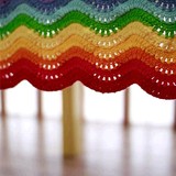 纯手工编织毯子 毛线毯 波浪彩虹毯 宝宝手工 盖被