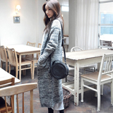 韩国代购潮流秋冬女装宽松针织开衫超长款加厚粗毛线大毛衣外套