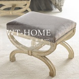 新古典后现代实木定制卧室家具布艺脚凳换鞋凳梳妆凳雕刻床尾凳