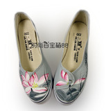 原创手绘汉服鞋护士鞋坡跟帆布鞋文艺单鞋女春季新款中国风水墨鞋