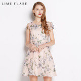 LIMEFLARE/莱茵年春夏专柜印花条纹修身连衣裙LM15203WOP039