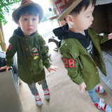 童装 男童春装风衣外套2-3-4岁韩版儿童宝宝卡通连帽中长款风衣潮