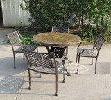 户外铸铝大理石桌椅 板岩铸铝桌椅 欧式花园庭院休闲桌椅家具