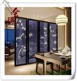 卧室折屏屏风隔断现代简约客厅时尚玄关实木折叠欧式花鸟半透明