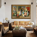 客厅+挂画DYGT30 喷绘手绘欧式宫廷人物仿真油画沙发背景墙壁画+