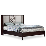 新中式实木床 后现代布艺床 样板房1.5米1.8米双人床 卧室家具