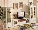 全实木韩式田园地柜酒柜电视柜组合法式松木实木柜子成套客厅家具