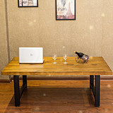人气欧式铁艺实木餐桌咖啡桌大型餐饮店桌休闲桌组合桌椅办公