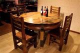 老船木 实木家具 船木茶桌椅组合 会客餐桌椅组合 特色餐桌 餐椅