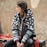迷阵冬季原创设计民族风羊毛呢女子棉衣短外套带帽上衣MZ06010