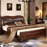 高档软包新中式全实木床1.5 1.8米橡木双人床 高箱储物婚床 家具