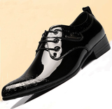 男士皮鞋真皮尖头系带男鞋秋季商务正装漆皮黑色男鞋英伦特价单鞋