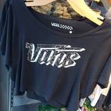 2015年新款VANS范斯个性T 万斯短款露肚脐女子短袖T恤VN-010HBLK