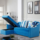 多功能储物实木沙发床简约现代布艺沙发组合小户型转角沙发可拆洗