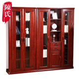 中式新古典实木书柜书架组合 三门两门书柜橡木带门书柜自由组合