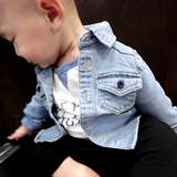 婴幼儿宝宝春秋牛仔外套韩国进口针织牛仔衬衫小童0-2岁男童装