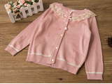 110-150女童蕾丝毛衣开衫 韩国外贸原单品牌童装 针织衫毛衣