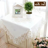 歺桌套布艺餐桌布桌垫欧式白色绣花边台布方桌圆桌椅套镂空蕾丝茶
