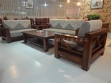 热卖老榆木家具全实木中式组合客厅简约现代中式木架沙发布艺高密