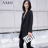Amii艾米旗舰店2016春装新款新品女装通勤双排扣中长款西装外套
