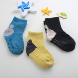 0-2-4岁春秋冬款珊瑚绒男女宝宝卡通袜子婴儿童防滑地板松口袜子