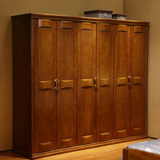日翔 现代中式实木衣柜整体衣橱木质大衣柜三四五六门储物柜子
