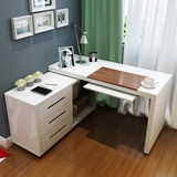 书桌书架组合写字台转角烤漆白色简约现代电脑桌书柜北欧家具