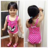 包邮韩国儿童泳衣可爱女童婴幼儿宝宝分体连体比基尼游泳衣配泳帽