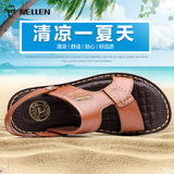 名郎沙滩鞋凉鞋 夏季男士真皮头层牛皮休闲鞋露趾凉鞋 透气凉皮鞋