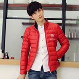 2016冬装大红色男学生修身型韩国棉袄外套过年棉衣青年羽绒棉服潮