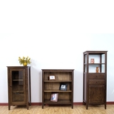 美式黑胡桃色原木橡木纯实木电视柜组合边柜 客厅角柜置物架立柜