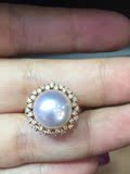 鑫福珠宝  白色色南洋珍珠裸珠镶嵌18K金钻  海水珍珠戒指加工费