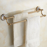 全铜仿古双杆浴室卫生间置物架挂毛巾杆陶瓷欧式酒店毛巾挂复古
