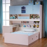 韩式儿童多功能组合床1.2 1.5米子母床衣柜床男孩女孩高箱带拖床