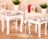椅子卧室坐凳欧式简约白色实木梳妆台凳子韩式田园梳妆凳影楼化妆