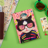 一个包邮 原单正品土豪会护照夹 搞怪可爱猫咪糖果色皮革证件夹套