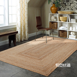 进口北欧宜家现代手工编织黄麻地毯美式乡村中式禅意客厅卧室地毯