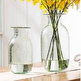 奇居良品 美式花器花插格林系列手工吹制绿色透明玻璃花瓶B款H