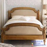 美式全实木床橡木双人床1.8米1.5婚床雕花公主床北欧地中海布艺床