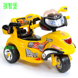 孩智堡带遥控儿童男女电动摩托车三轮车玩具四轮充电电瓶塑料骑车