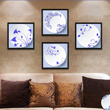 中国元素青花瓷盘子客厅装饰画创意礼品卧室餐厅有框画挂画壁画