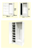 白色田园矮儿童组合衣柜 YC-37韩式组合镜面敞开组合衣柜衣橱斗柜