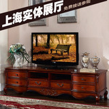 欧式电视柜实木卧室雕花小户型客厅2米地柜特价现货美式电视柜