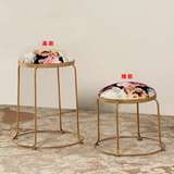 时尚欧式创意小圆凳子 餐桌椅茶几凳布艺凳 折叠凳板凳矮凳办公椅