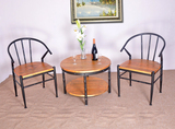 铁艺休闲吧桌椅三件套欧式复古实木咖啡桌椅阳台个性桌椅茶几圆桌