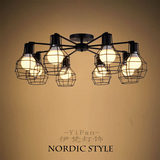 北欧复古创意个性铁艺灯饰简约书房卧室大客厅LED吸顶灯餐厅灯具