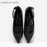 CHARLES&KEITH单鞋 SL1-70300008 经典款尖头绑带平底鞋女