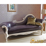 福多娜 欧式实木真皮沙发贵妃椅 法式新古典紫色贵妃榻 休闲躺椅