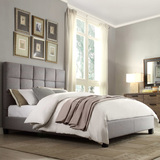 北欧布艺床 双人床1.8米 现代棉麻婚床 欧式软包床 小户型储物床